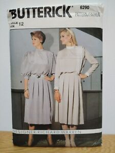 Vintage 1980s Skirt Blouse Pattern Size 12 Butterick Sewing Pattern  6290 Uncut 
