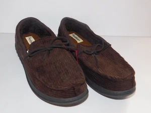 Zapatillas grandes 11 12 para hombre marrón Dearfoam espuma viscoelástica suelas interiores exteriores - Imagen 1 de 8