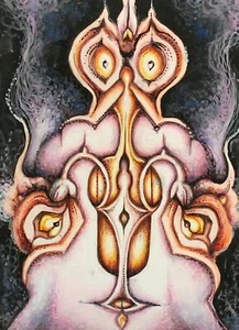 Modernist abstract composition gouache / pastel painting - Picture 1 of 12