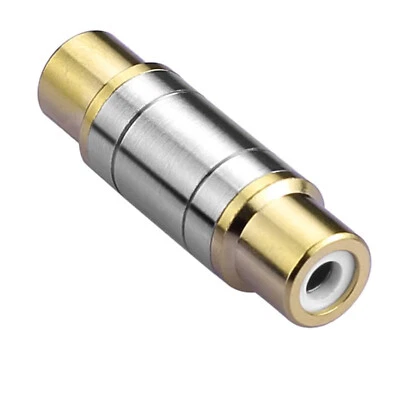 1pc Gold RCA Female F-F Jack Coupler AV Cable Joiner Component Adapter Connector - Image 1 of 4
