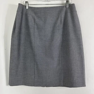 Antonio Melani Skirt Women's Size 14 Knee Length Gray Pencil Back Pleat Stretch - Picture 1 of 12