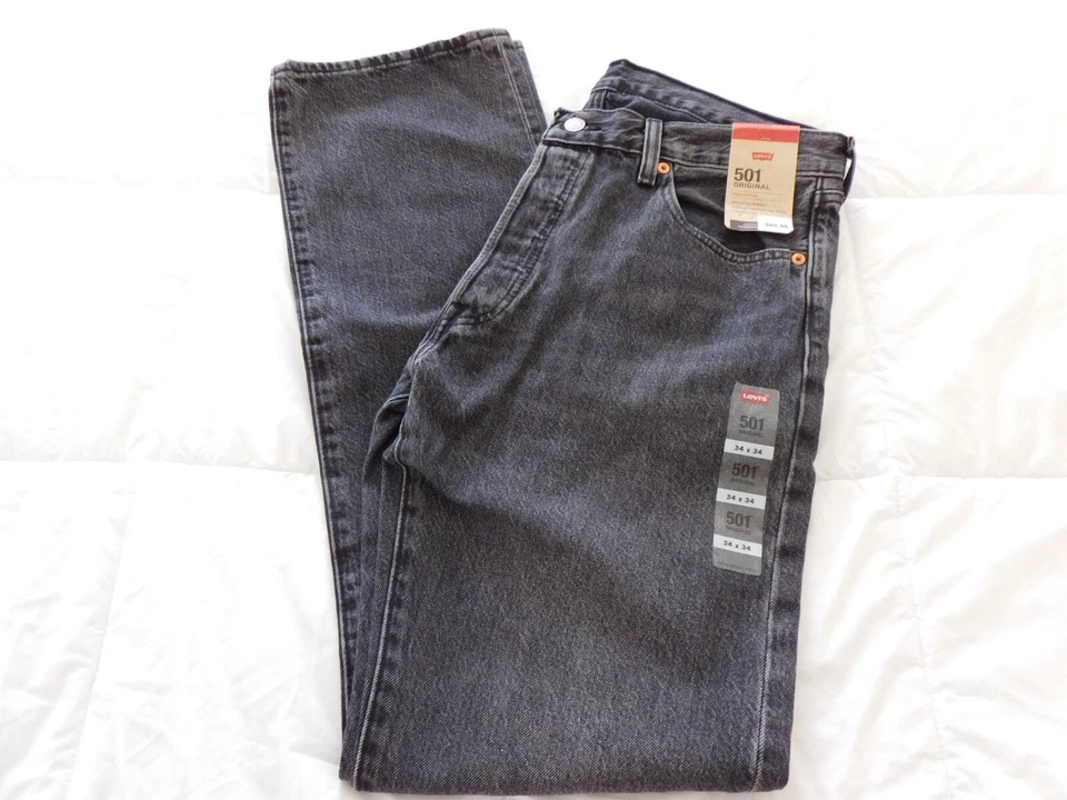 Men’s Levi’s 501 Original Black Wash Jeans Size 34 Straight Leg