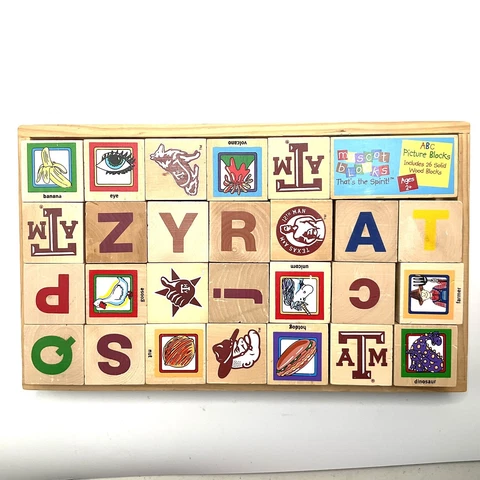 Texas A&M Aggie's 26 Wood Baby ABC Blocks Gig ‘Em! 12th Man Alphabet Mascot Cover