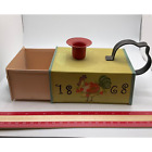 Unique Metal Candle Holder with Storage Drawer, Chicken Painted, 5" Long Vintage