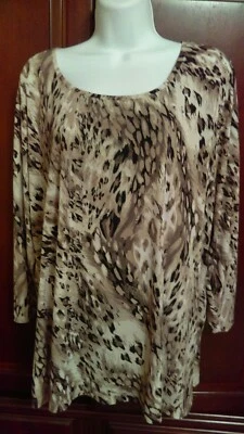 Blusa Camisa Covington Top 20/22W Tejido Elástico Estampado Animal Popover Talla Grande Foto 1 de 4