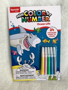 New 2021 Beaver Books Mini Color By Number Ocean Life Book *READ Description - Foto 1 di 10