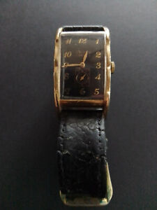 Gruen Curvex  Herren Uhr, vergoldet, Lederband, vintage