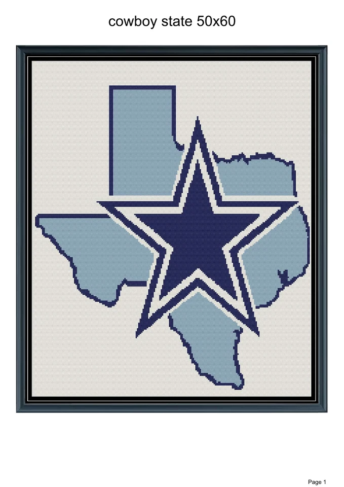 Cowboys State blanket pattern,50x60", written and graph included - Image 1 of 1