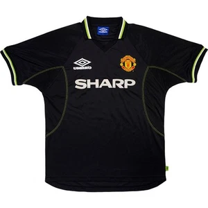 vintage Manchester United 1998-99 third shirt Umbro XL 46-48" black jersey Sharp - Picture 1 of 12