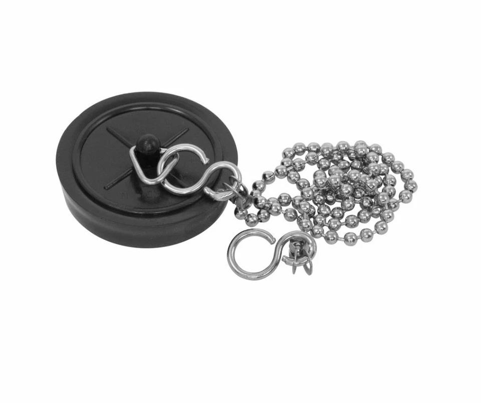 Universal Rubber Bath Plug 45 mm and Chain - Bathroom Sink Plug Drain Stopper !!