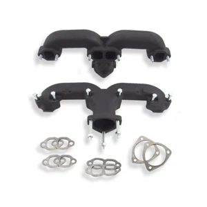 For Chevy 350 350 383 55-up Cast Iron Ram Horn Exhaust Manifolds Corvette Black - Bild 1 von 5