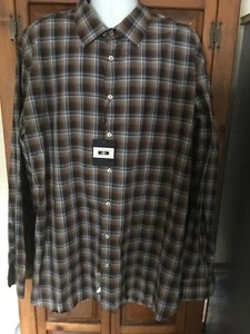 NUEVO CON ETIQUETAS JOSEPH ABBOUD Camisa Marrón Multicolor Abotonada Informal Pagada Talla 3XLT - Imagen 1 de 4