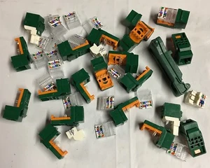 15pcs Green RJ45 CAT5e Keystone Jack for Solid Ethernet Network Cables with Tool - Picture 1 of 2