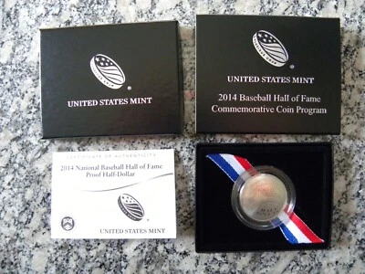 2014-S BASEBALL HALL OF FAME COMMEMORATIVE PROOF CLAD HALF DOLLAR - Image 1 of 4