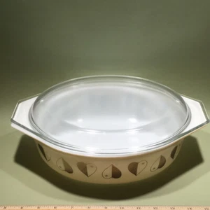 VINTAGE PYREX #045 CASSEROLE LID DISH 2 1/2 Qt Golden Hearts Promo MCM COVERED - Picture 1 of 15