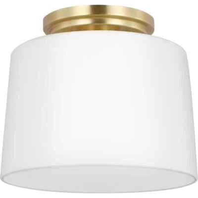 Progress Lighting Adley 8.62 in. Satin Brass Etched Opal Glass Flush Mount Light - Image 1 of 4