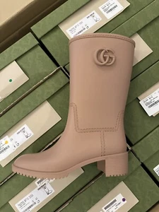 Gucci Damen Gummistiefel Double GG Braun - Größe 7UK/EU40 - Bild 1 von 12
