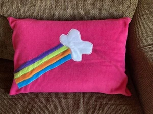 Federa standard in pile per bambini fatta a mano rosa nuvole arcobaleno pioggia temporale - Foto 1 di 4