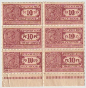 GERMANY 1900s Fracht Stempel Revenue issue fine 10pf.Block of 6 MNH - Picture 1 of 1