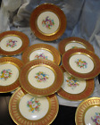 Ahrenfeldt Limoges  Qvingtons 10 antique gold plates painted by Mireille 6.5