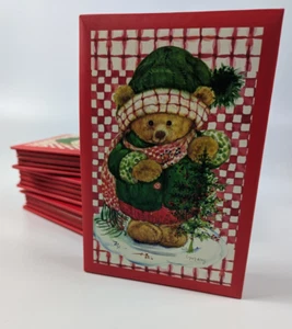 Vintage Hallmark Mary Hamilton rot kariert Weihnachten Teddybär Fotoalbum Posten - Bild 1 von 9