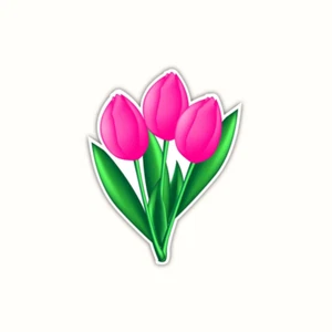 Pink Tulip Flowers Vinyl Sticker Beautiful Floral Waterproof Decal Laptop Bottle - Picture 1 of 10