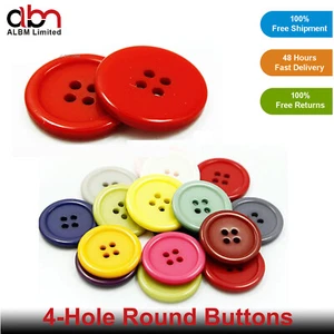 Coat buttons Round Fine Style - 4 hole novelty button - 25mm size - All colours - Picture 1 of 41