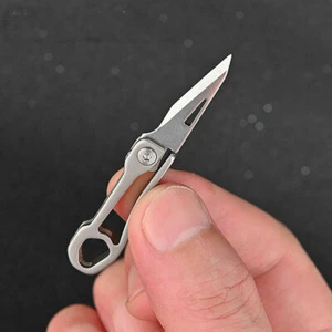 Mini TC4 Titanium keychain Folding Letter Opener Tool Outdoor Pocket Knife Blade - Picture 1 of 12