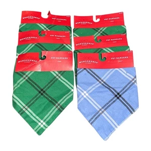 Lot 6 Wondershop Pet Bandanas Plaid Green Blue Dog Christmas Holiday NWT - Picture 1 of 8