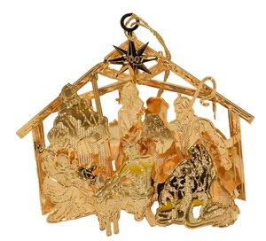 Danbury Mint 2007 Gold Weihnachtsschmuck Krippe Jesus Christus Krippe - Bild 1 von 8