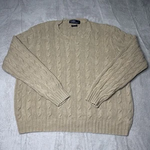 Suéter De Colección Polo Ralph Lauren Tejido a Mano Pescador Tejido con Cable Beige Para Hombre Talla XL - Imagen 1 de 8