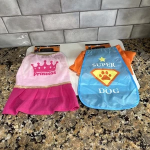 2 Pet Clothing Dog Costumes Princess & Super Dog for  Small Dogs   NEW - Picture 1 of 5