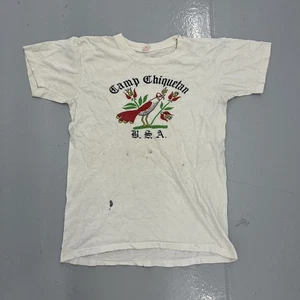 T-shirt vintage anni 60 Camp Chiquetan BSA bianca grafica anni 60 vera vintage - Foto 1 di 5