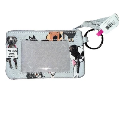 Vera Bradley Zip ID Case Dog Show Print  Key Chain Cotton Gray MSRP 25 Exact One - Изображение 1 из 3