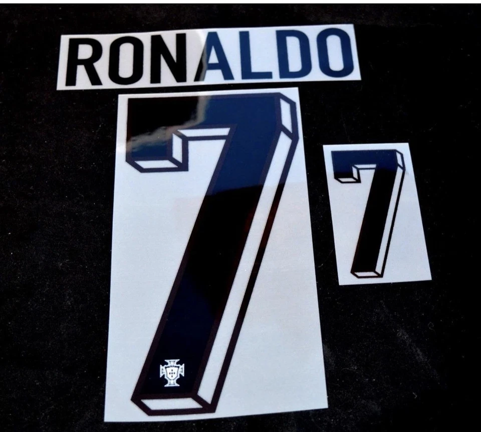 Conjunto oficial de nome/número de futebol português Ronaldo 7 euro 2024 autêntico - Imagem 1 de 1