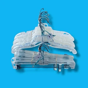 Clear Plastic 21 Hangers Bundle Top Dress Skirt Pants Swivel Hanger - Picture 1 of 2