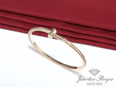 Tiffany & Co. T One schmaler Armreif Gelbgold 750 Größe M Diamanten Brillanten - Bild 1 von 4