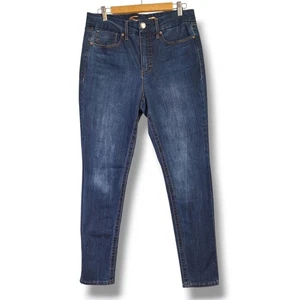 Seven7 Damenjeans Größe 10 bauchfrei hoher Bund Skinny dunkle Waschung blau Stretch - Bild 1 von 11