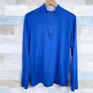 Suéter J McLaughlin 1/4 Cremallera Cuello Simulado Azul Algodón Informal Elastizado Para Hombres XL - Imagen 1 de 6