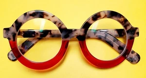 OVERSIZED RETRO Frames Eye Glasses Large Round Frame Only Chewed Leg And Side - Picture 1 of 6