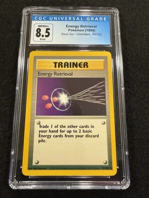 Pokemon Energy Retrieval 81/102 Additional Ink Error from Base Set in a CGC 8.5! - Image 1 of 2