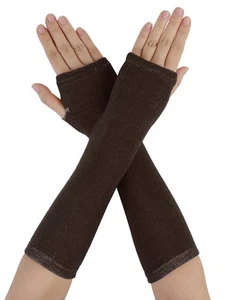 Ladies Fall Knitted Arm Warmmers Thumbhole Long Fingerless Gloves Pair One Si... - Picture 1 of 6