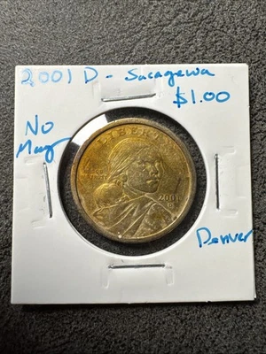 2001 D. Native American Sacagawea Dollar. Non Magnetic. Denver Mint. Toned. - Image 1 of 4