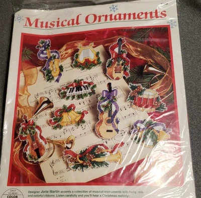 Vintage 1993 Dimensions Musical Ornaments Christmas Plasticpoint Kit  9088 K40 - Image 1 of 4