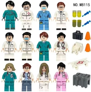 12 Medizinische Bausteine Menschen Arzt Krankenschwester Patienten Aufklärungsgehäuse - Bild 1 von 3