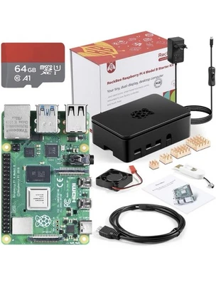 Raspberry Pi 4 Model B 8GB RAM Starter Kit，Alimentatore 5V 4A - Imagen 1 de 4