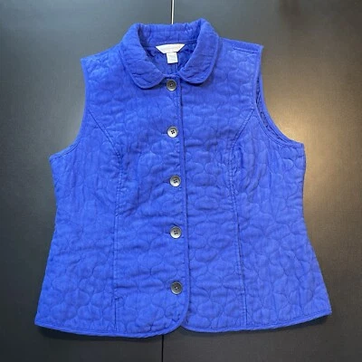 Chaleco acolchado azul para mujer Christopher & Banks 5 botones talla mediana suave Foto 1 de 4