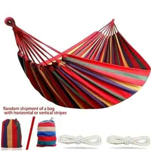 Camping Hammock Cotton Rope Hiking Portable Outdoor Swing Sleep Hanging Bed New - Picture 1 of 6