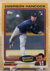 2024 Topps X Berman Boomer's Baseball Emerson Hancock RC Yellow #'d /35 Mariners - Picture 1 of 2