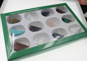 2 Zoll 12 Stck. Prisma geschnitzte Figur Opalit Tigerauge rosa Quarz Kristall Reiki - Bild 1 von 2